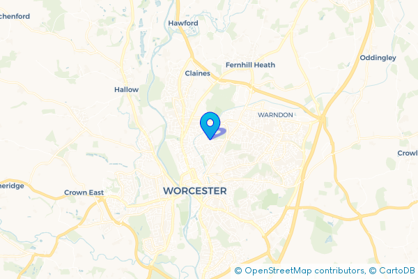 Minibus Hire route map for Rainbow Hill, Worcestershire