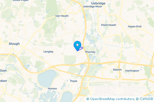 Minibus Hire route map for Richings Park, Buckinghamshire