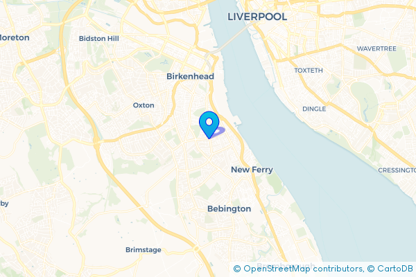 Minibus Hire route map for Rock Ferry, Merseyside