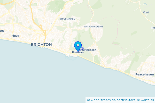 Minibus Hire route map for Roedean, East Sussex