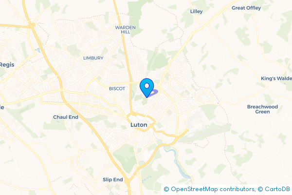 Minibus Hire route map for Round Green, Bedfordshire