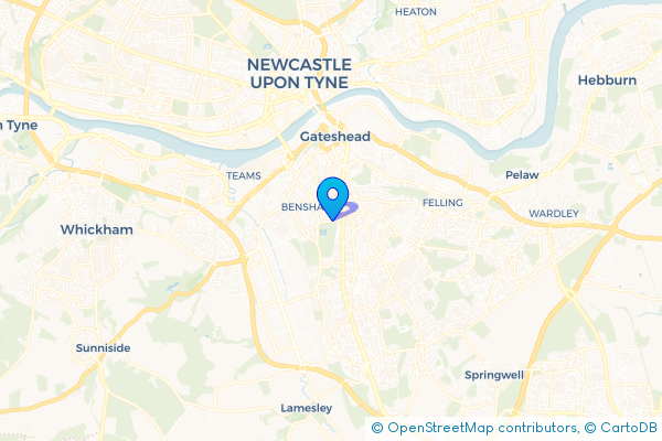 Minibus Hire route map for Saltwell, Tyne and Wear