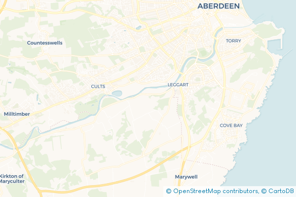 Minibus Hire route map for Banchory-Devenick, Aberdeenshire