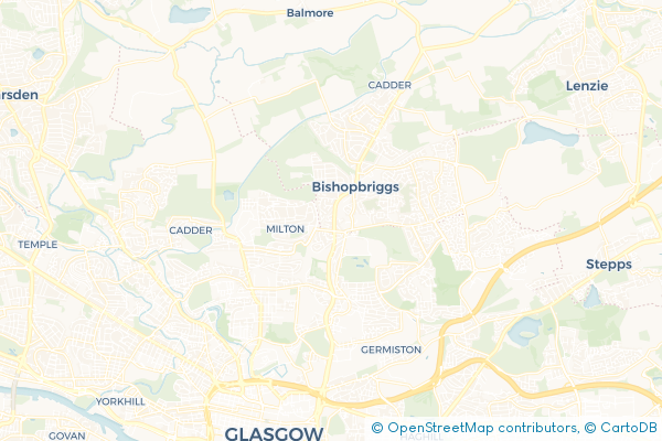 Minibus Hire route map for Colston, East Dunbartonshire