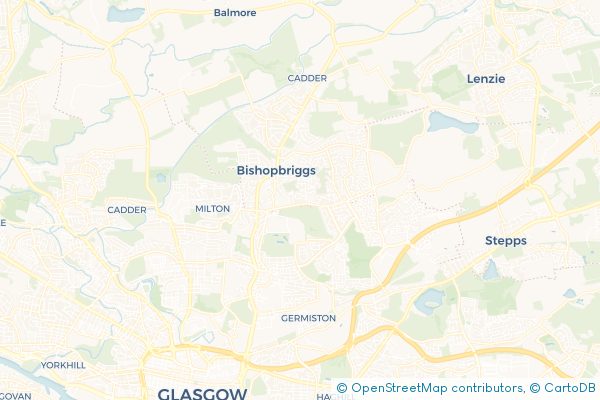 Minibus Hire route map for Auchinairn, Glasgow City