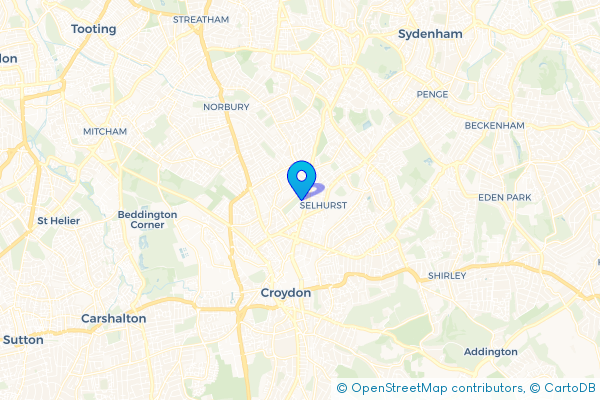 Minibus Hire route map for Selhurst, Greater London