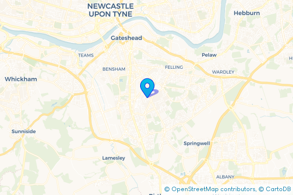 Minibus Hire route map for Sheriff Hill, Tyne and Wear