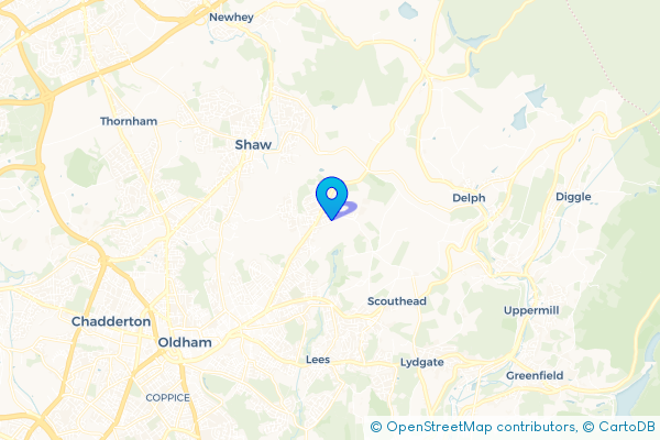 Minibus Hire route map for Sholver, Greater Manchester