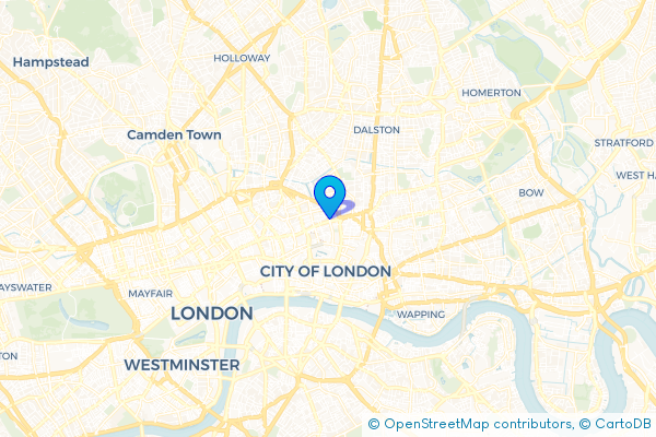 Minibus Hire route map for Shoreditch, Greater London