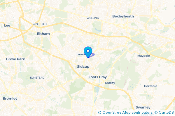 Minibus Hire route map for Sidcup, Greater London