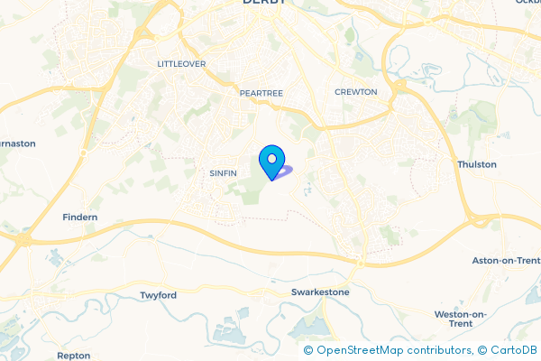 Minibus Hire route map for Sinfin Moor, Derbyshire