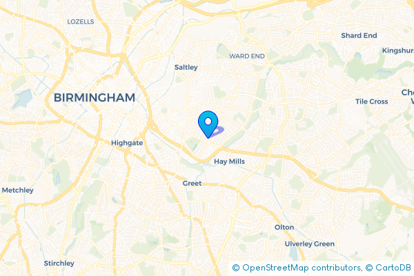 Minibus Hire route map for Small Heath, West Midlands