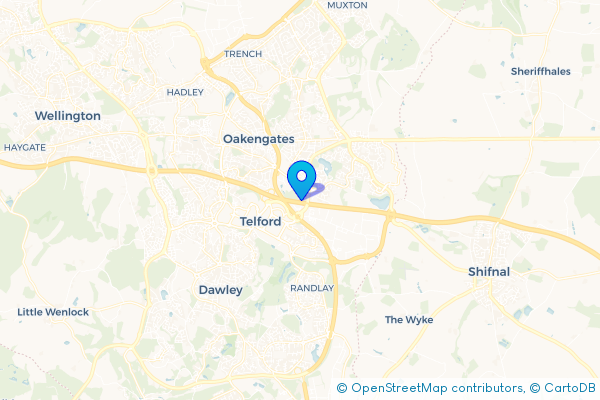 Minibus Hire route map for Snedshill, Shropshire