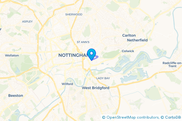 Minibus Hire route map for Sneinton, Nottinghamshire