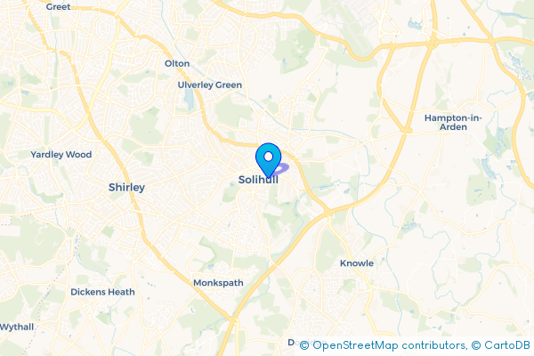 Minibus Hire route map for Solihull, West Midlands
