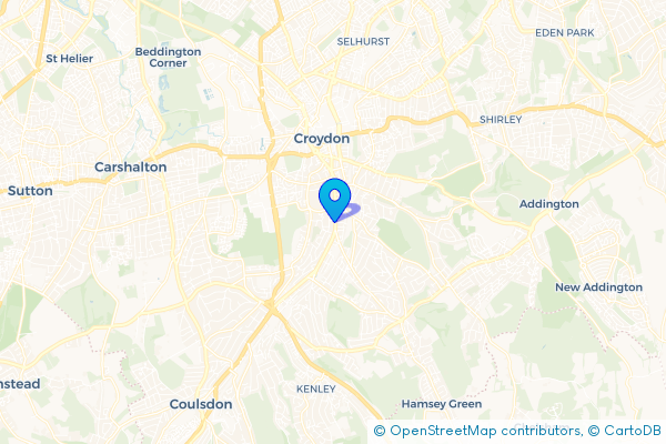 Minibus Hire route map for South Croydon, Greater London