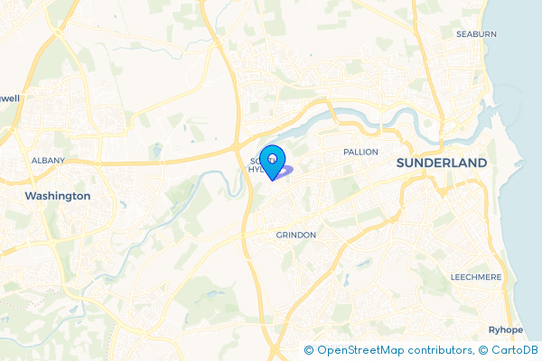 Minibus Hire route map for South Hylton, Tyne and Wear