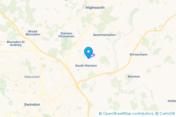 Minibus Hire route map for South Marston, Wiltshire