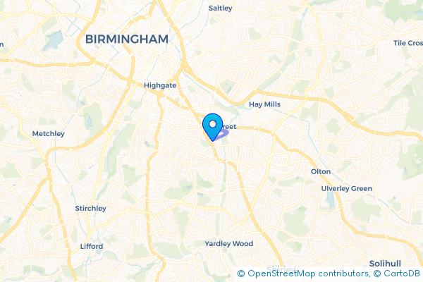 Minibus Hire route map for Sparkhill, West Midlands