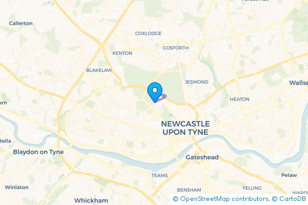Minibus Hire route map for Spital Tongues, Tyne and Wear