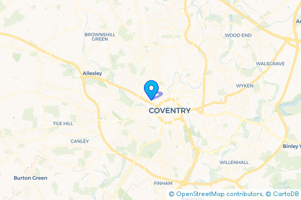 Minibus Hire route map for Spon End, West Midlands