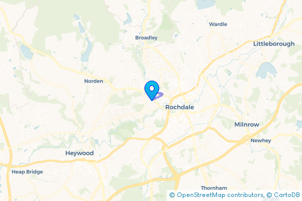 Minibus Hire route map for Spotland Bridge, Greater Manchester