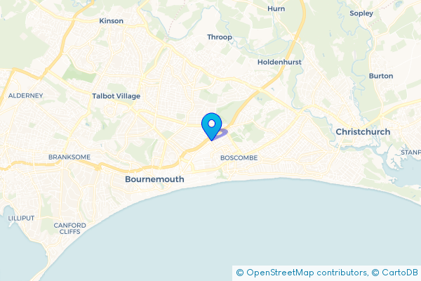 Minibus Hire route map for Springbourne, Dorset