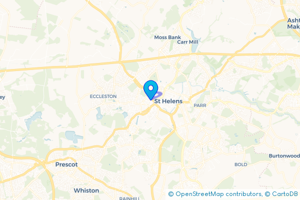 Minibus Hire route map for St Helens, Merseyside