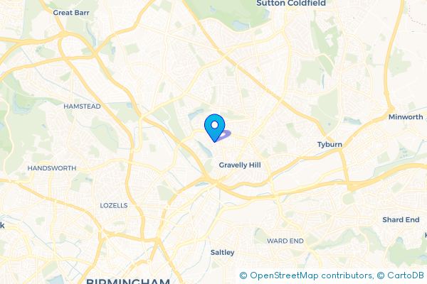 Minibus Hire route map for Stockland Green, West Midlands