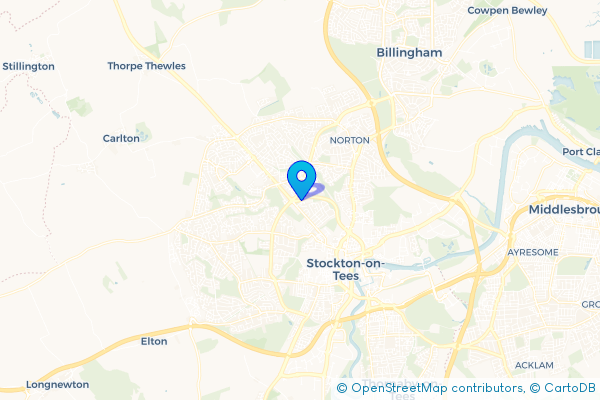 Minibus Hire route map for Stockton-on-Tees, County Durham