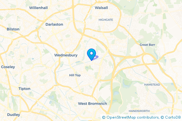 Minibus Hire route map for Stone Cross, West Midlands