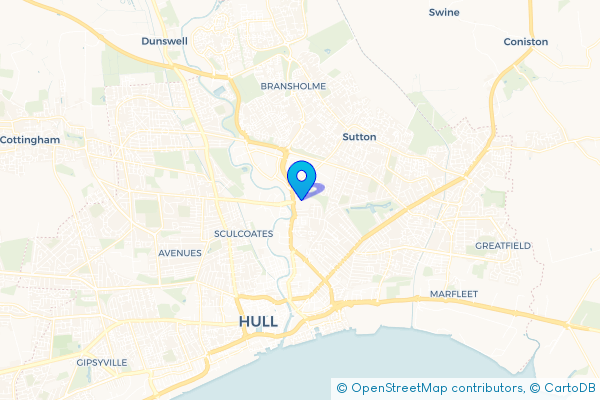 Minibus Hire route map for Stoneferry, East Riding of Yorkshire