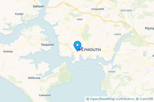Minibus Hire route map for Stonehouse, Devon