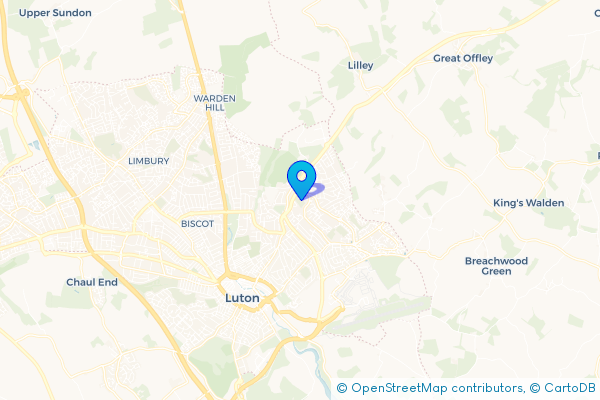 Minibus Hire route map for Stopsley, Bedfordshire