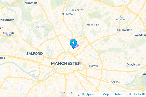 Minibus Hire route map for Strangeways, Greater Manchester