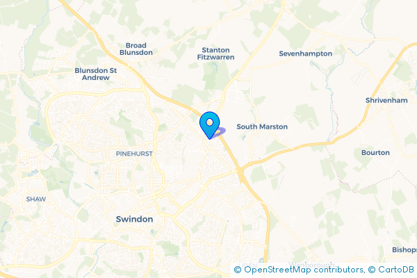 Minibus Hire route map for Stratton St Margaret, Wiltshire