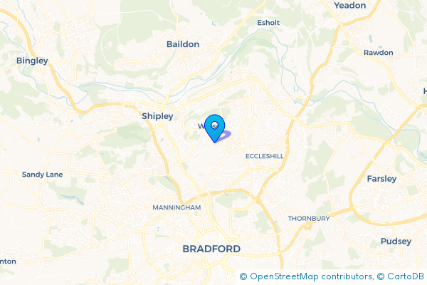 Minibus Hire route map for Swain House, West Yorkshire