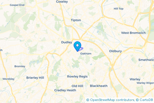 Minibus Hire route map for Tansley Hill, West Midlands