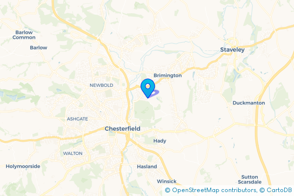 Minibus Hire route map for Tapton, Derbyshire