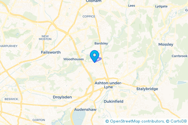 Minibus Hire route map for Taunton, Greater Manchester