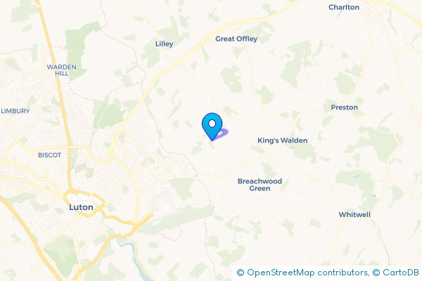 Minibus Hire route map for Tea Green, Hertfordshire