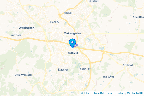 Minibus Hire route map for Telford, Shropshire