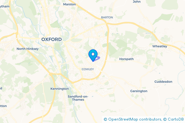 Minibus Hire route map for Temple Cowley, Oxfordshire