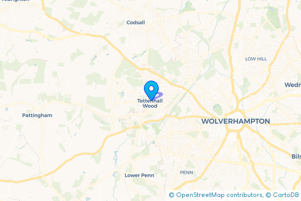 Minibus Hire route map for Tettenhall Wood, West Midlands