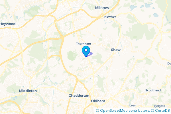 Minibus Hire route map for Thorp, Greater Manchester