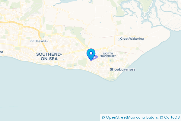 Minibus Hire route map for Thorpe Bay, Essex