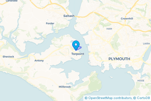 Minibus Hire route map for Torpoint, Cornwall