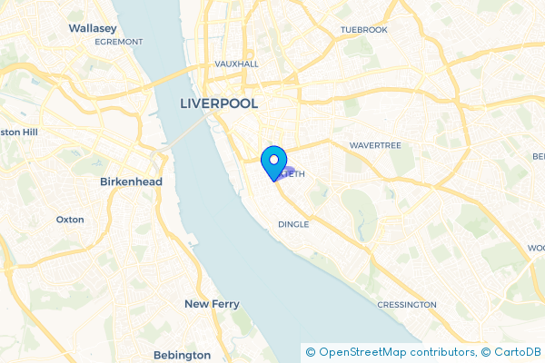 Minibus Hire route map for Toxteth, Merseyside