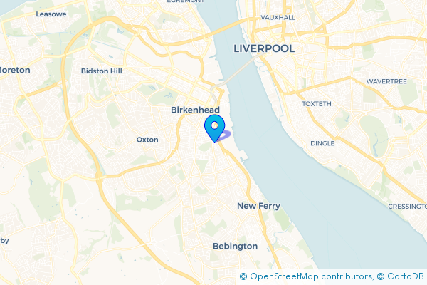 Minibus Hire route map for Tranmere, Merseyside