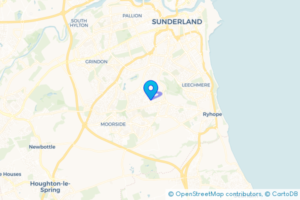 Minibus Hire route map for Tunstall, Tyne and Wear